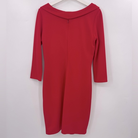 NEW Bailey 44 Dress Red Decollete Ponte Sheath Dress Size Large - Picture 3 of 6